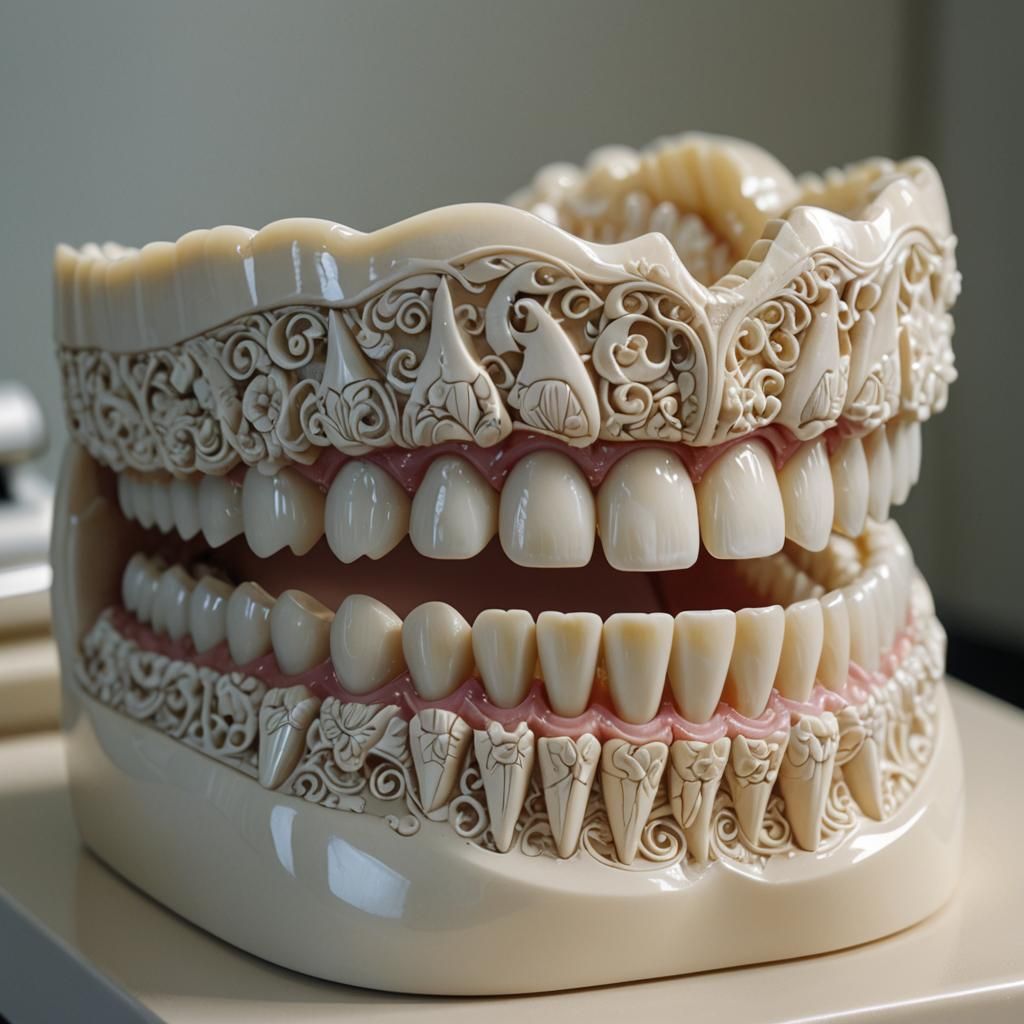 Intricate Ivory-White Teeth Sculpture in Dentist's Office