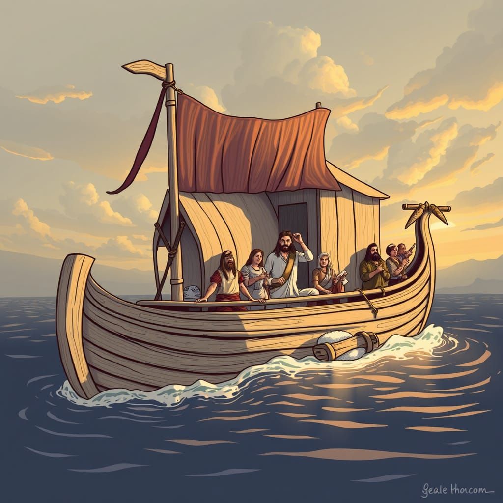 Noah Building the Ark: A Biblical Scene