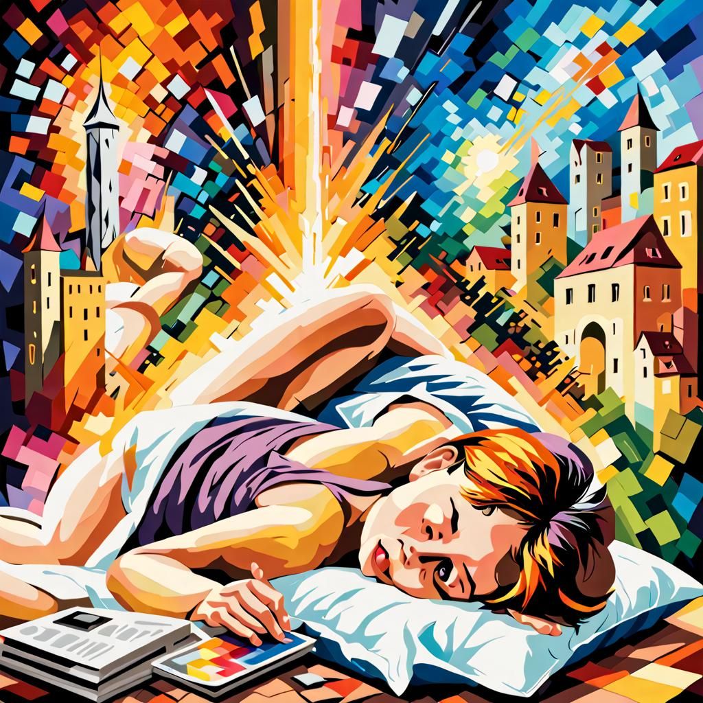 Colorful Modern Art Masterpiece with Volumetric Lighting