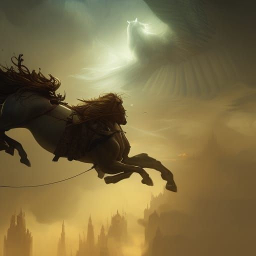 Flying Horse in Dark Fantasy Concept Art