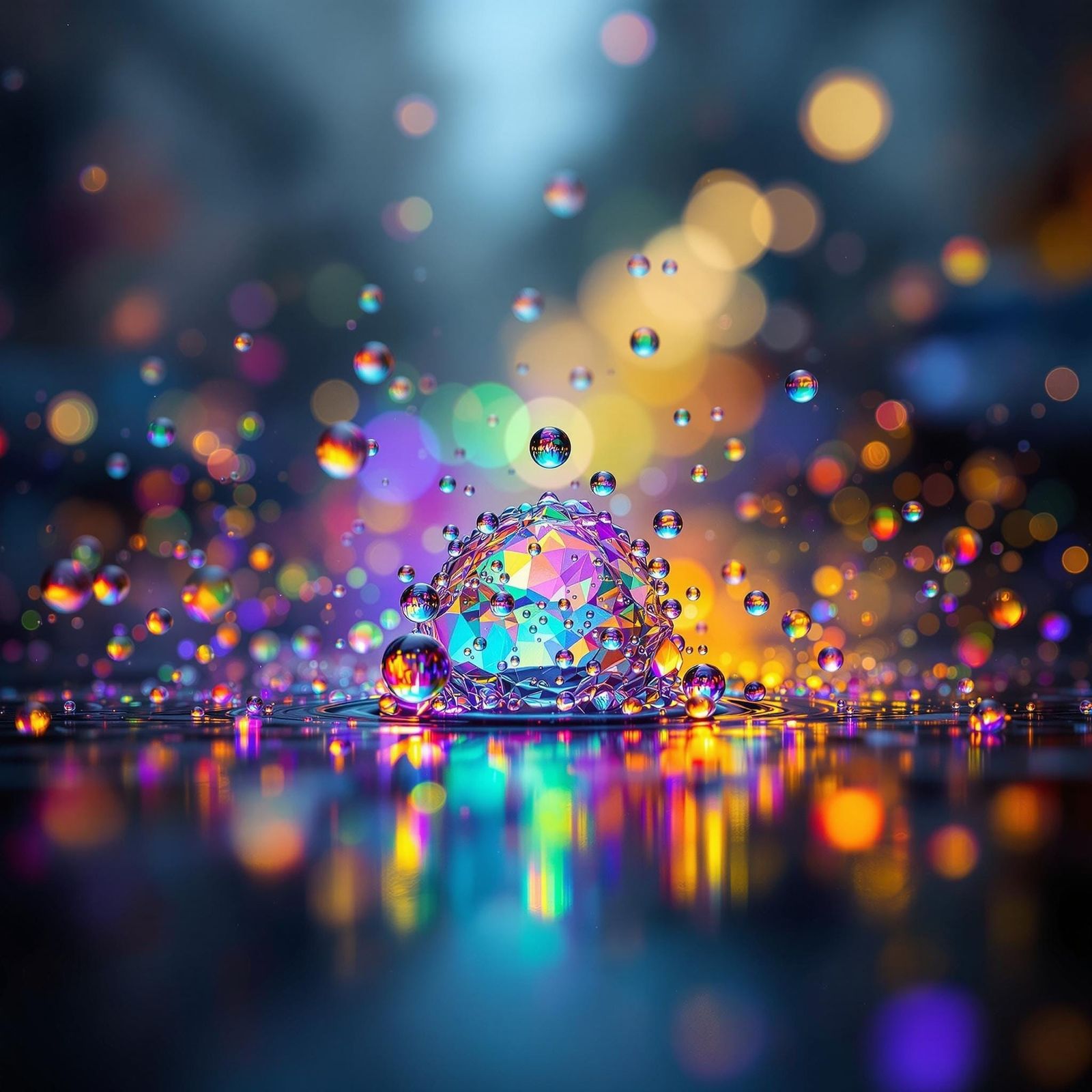 Luminous Water Droplets Frozen in Time