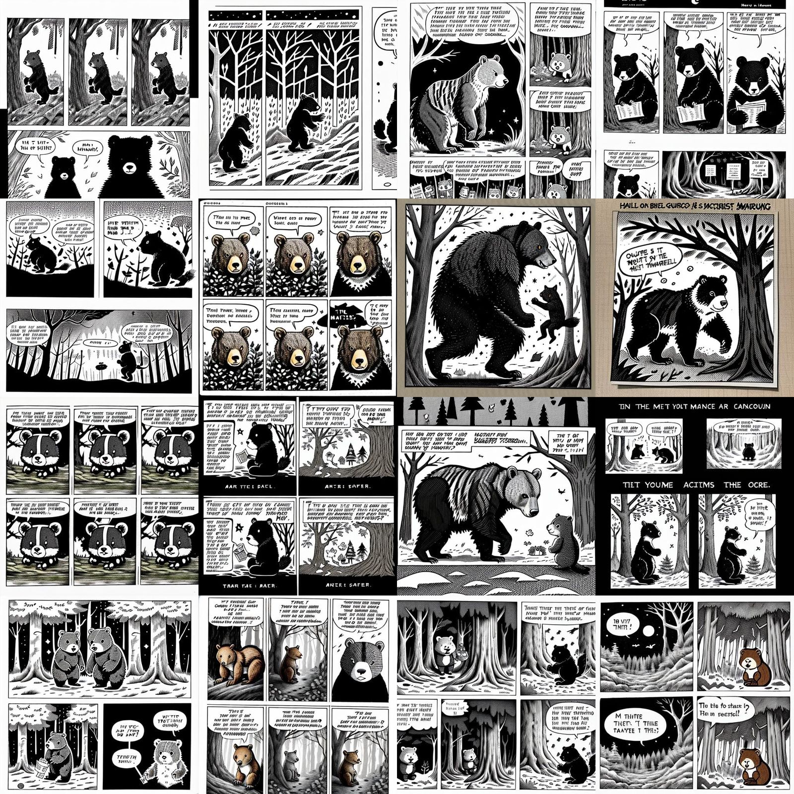 Scary Bear and Squirrel Comic Strip Adventures