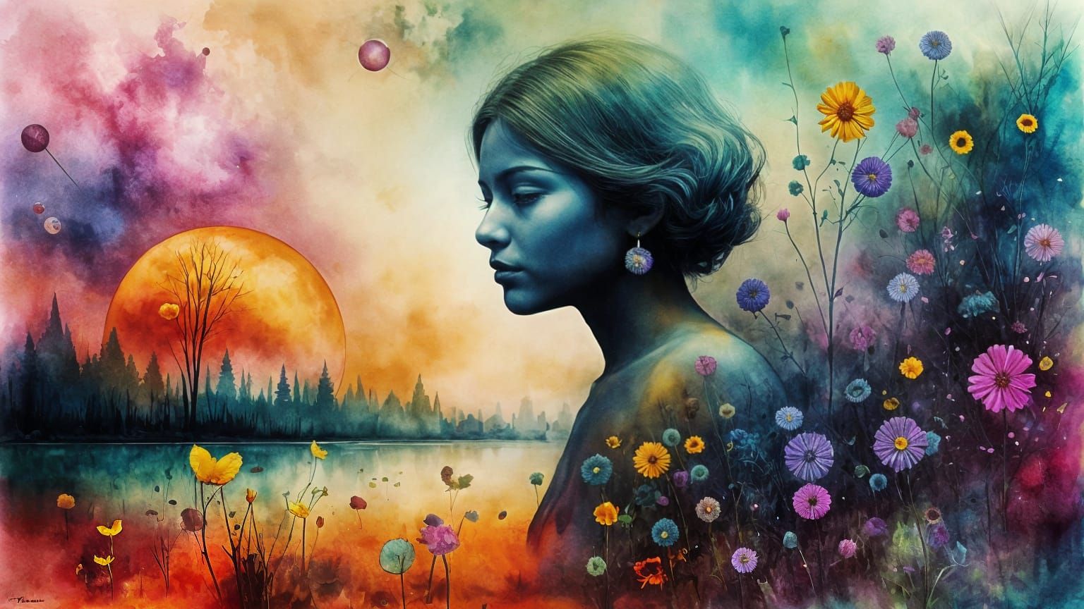 Vibrant Surreal Concept Art of Reverent Stillness