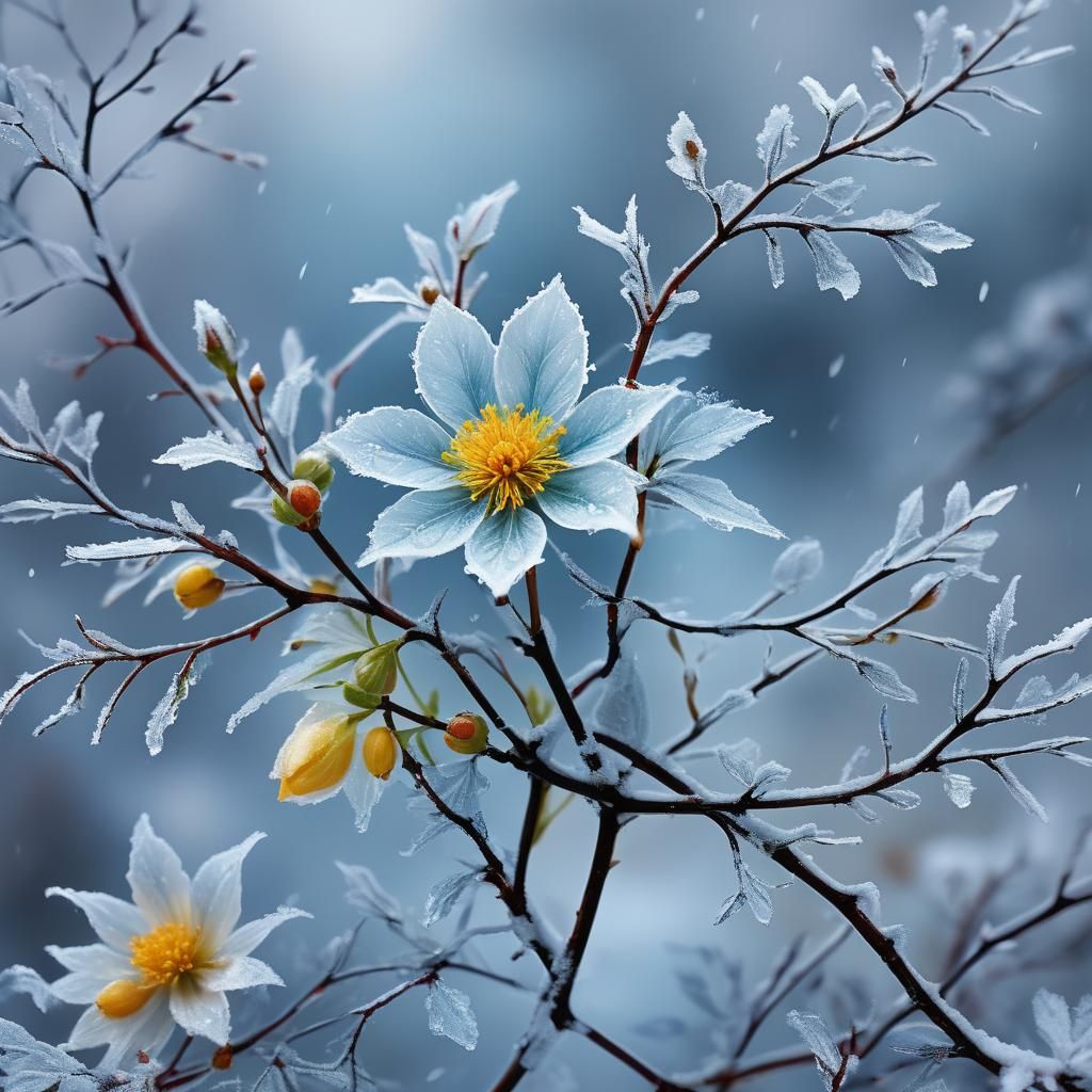 Rainy Day Flower with Winter Aura