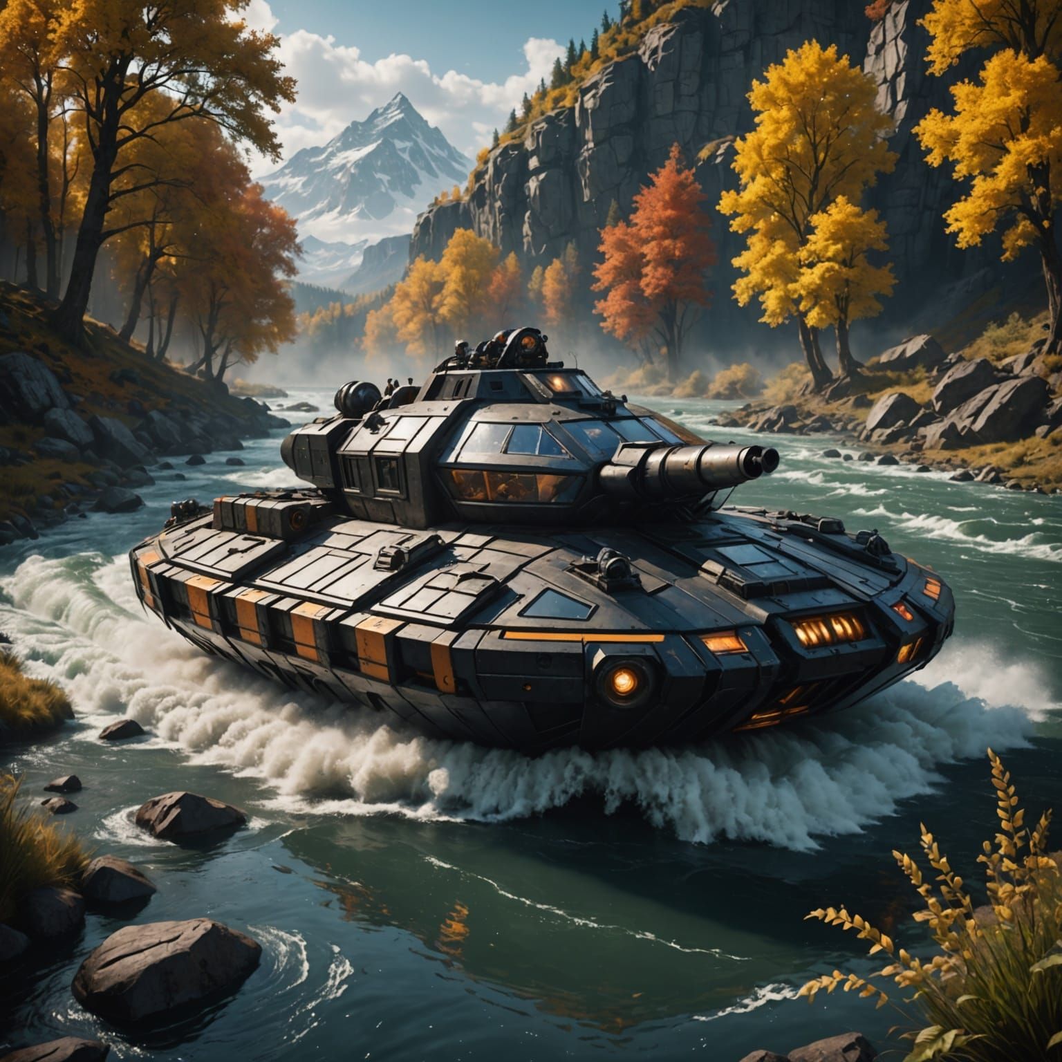 Fantastical River Hovercraft in Deep Color