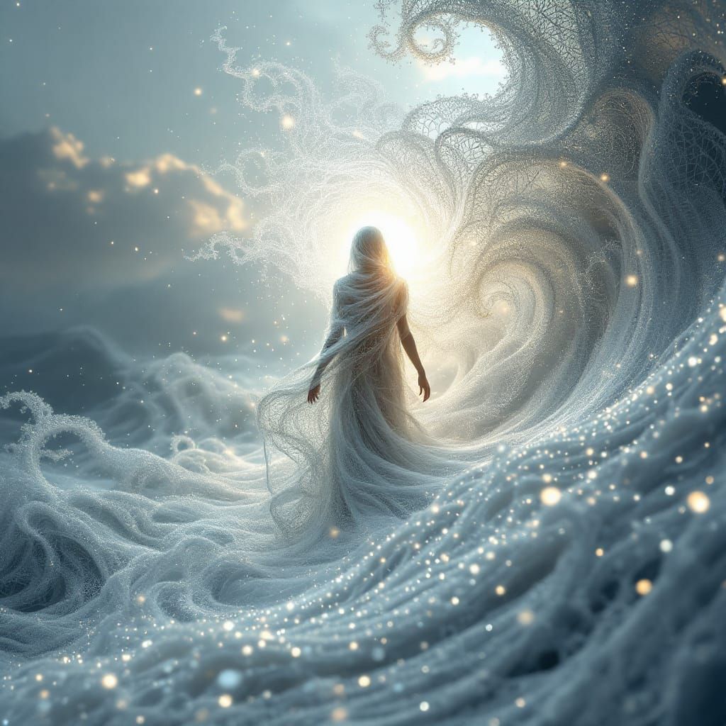 Introspective Figure Amidst Fractal Patterns