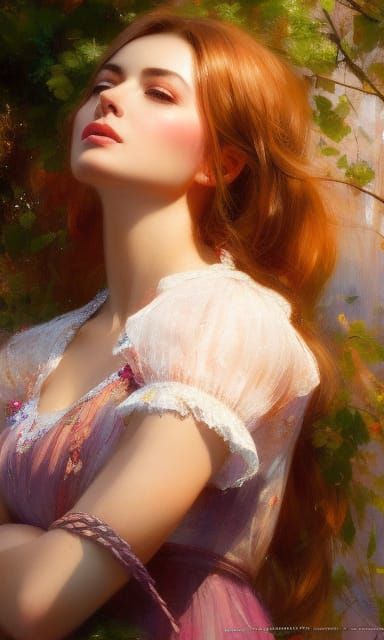 Red-Haired Cowgirl: Photorealistic Matte Painting