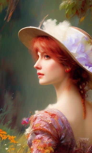 Red-Haired Cowgirl: Photorealistic Matte Painting