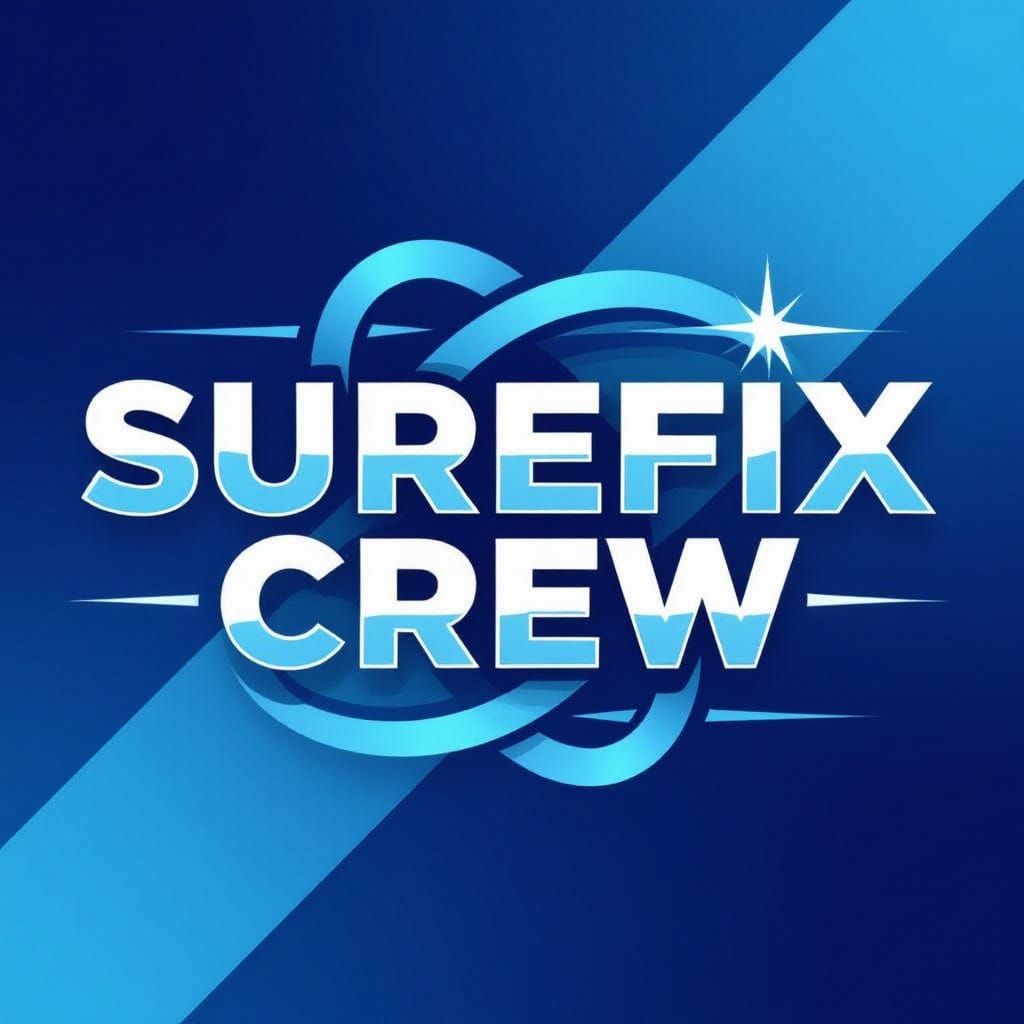 SUREFIX CREW Logo: Confident Blue Vector Design