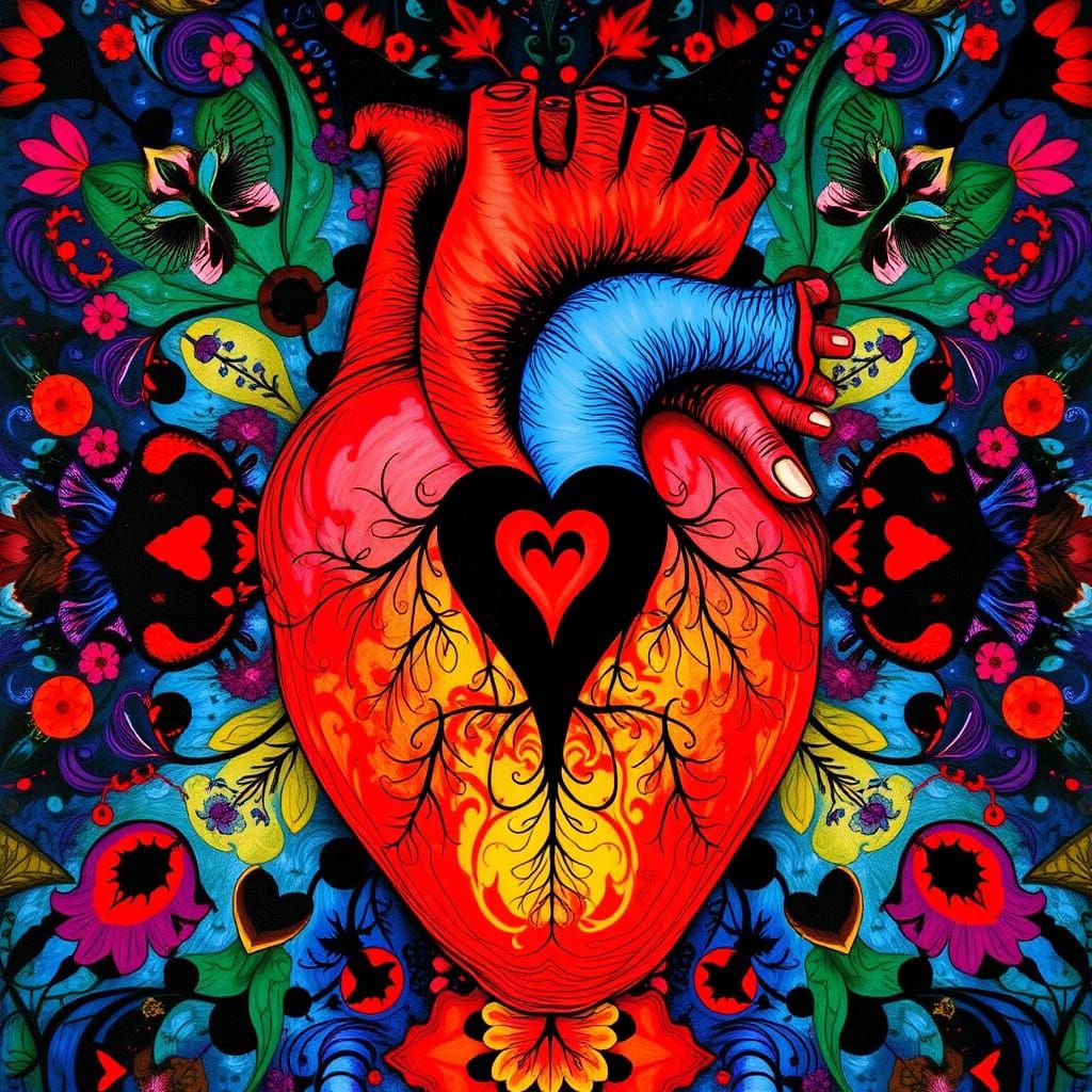 Symbolic Heart Portrait in Vibrant Colors