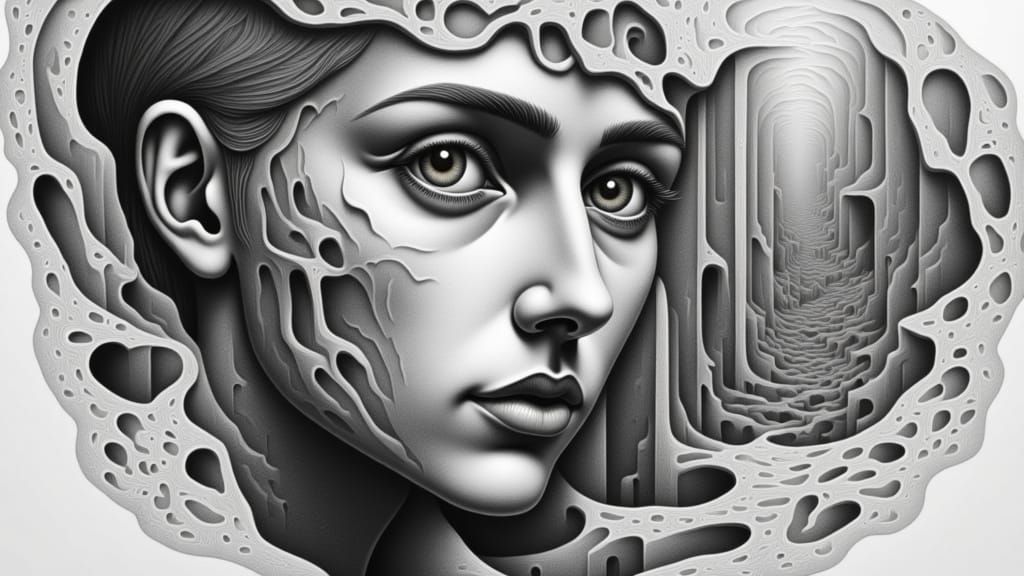 Surrealist Portrait Unfolds into Dreamscape of Swirling Oil ...