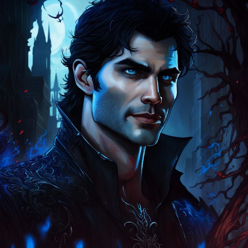 Vampire with Icy Eyes: Detailed Matte Painting