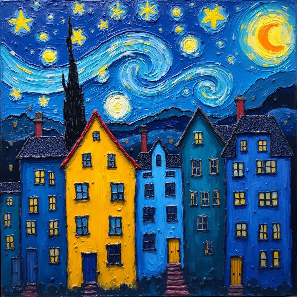 Vibrant Cityscape in Post-Impressionist Style