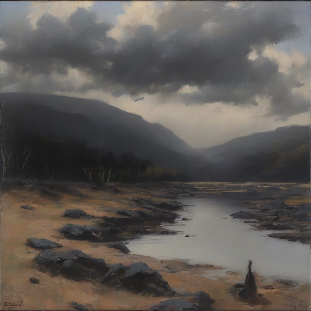 Black Landscape of Loneliness Oil Painting