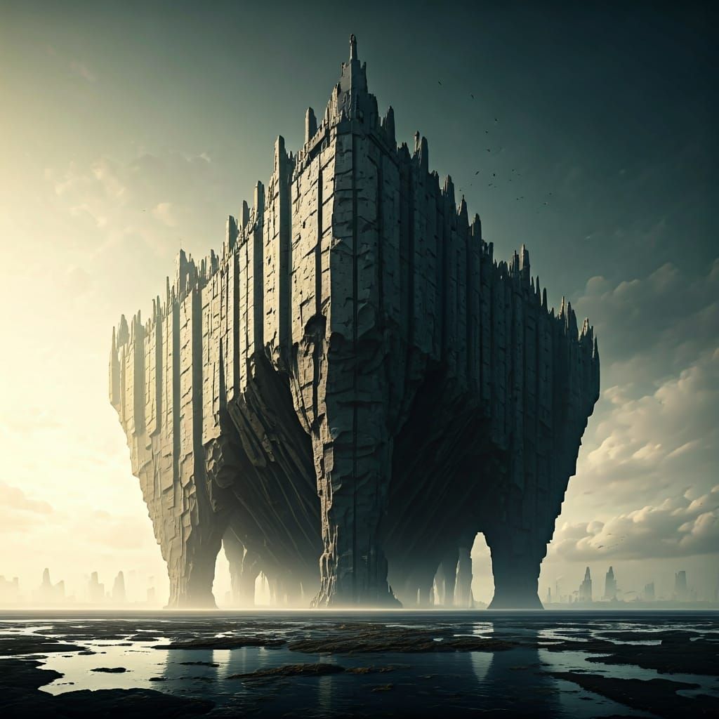 Gigantic Monolithic Creation in Brutalist Style