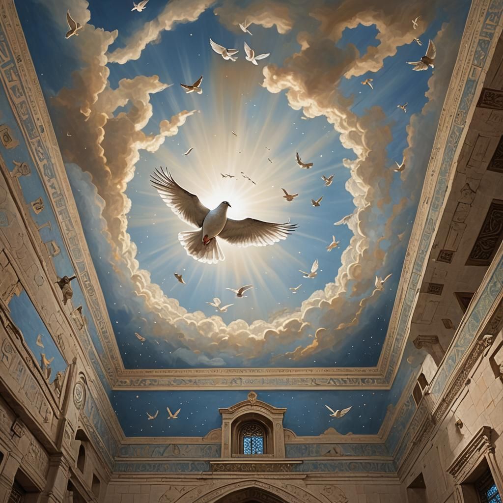 Dove Above Shepherds: A Peaceful Pastoral Scene