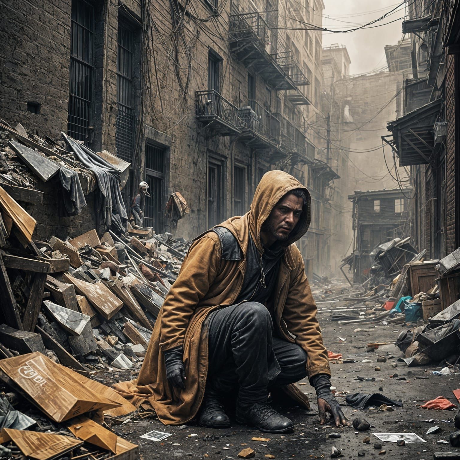 Sinister Poverty Scene in Fantasy Art Style