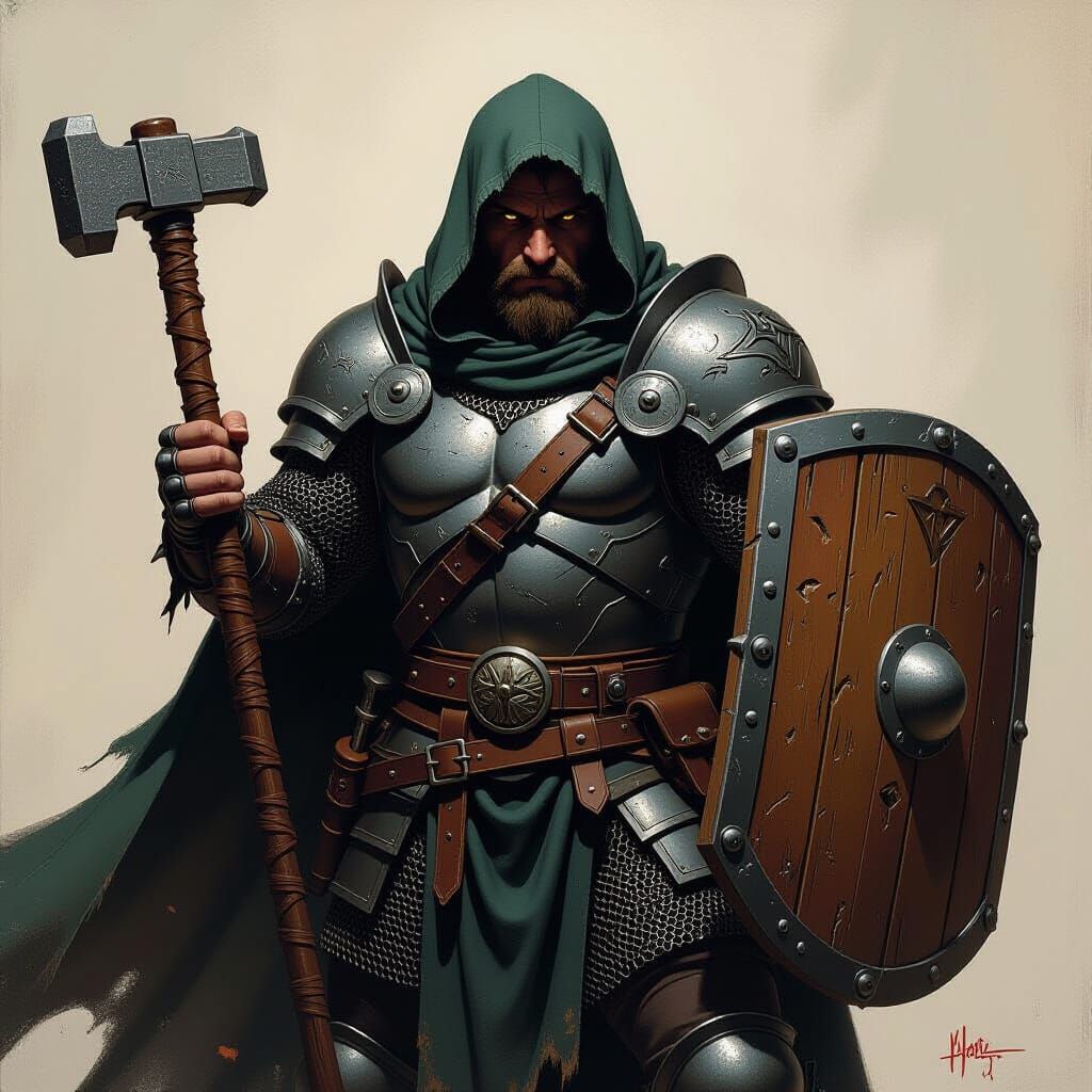 Fanatical Male Cleric in Gritty Style