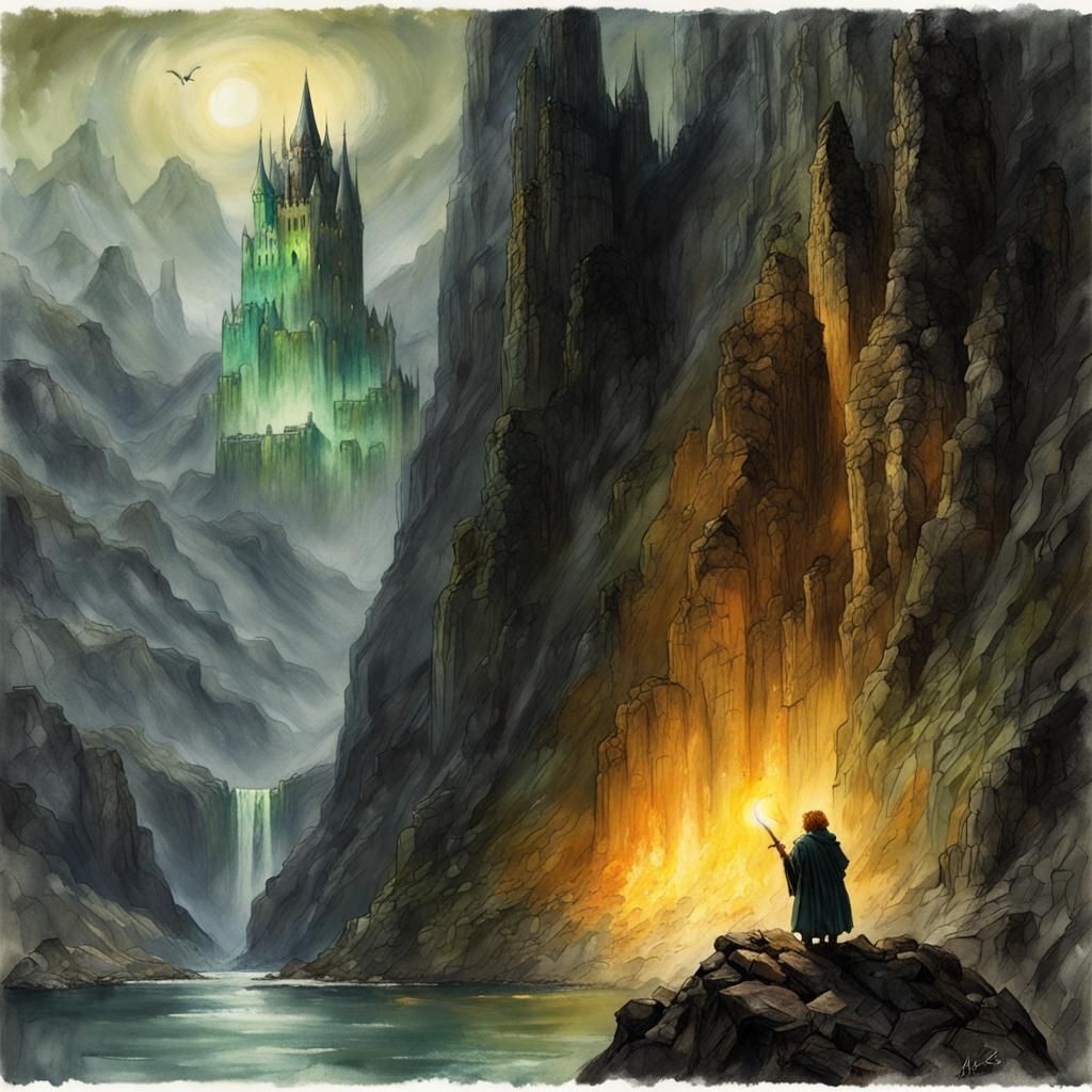 Samwise Gamgee at Minas Morgul in Alcohol Ink