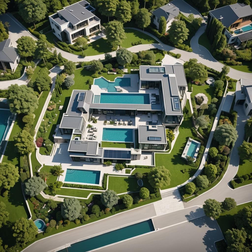 Modern Luxurious Mansion with Pool and Garden