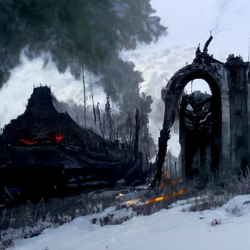 Charred Hell Gate Near Lava in Sinister Style