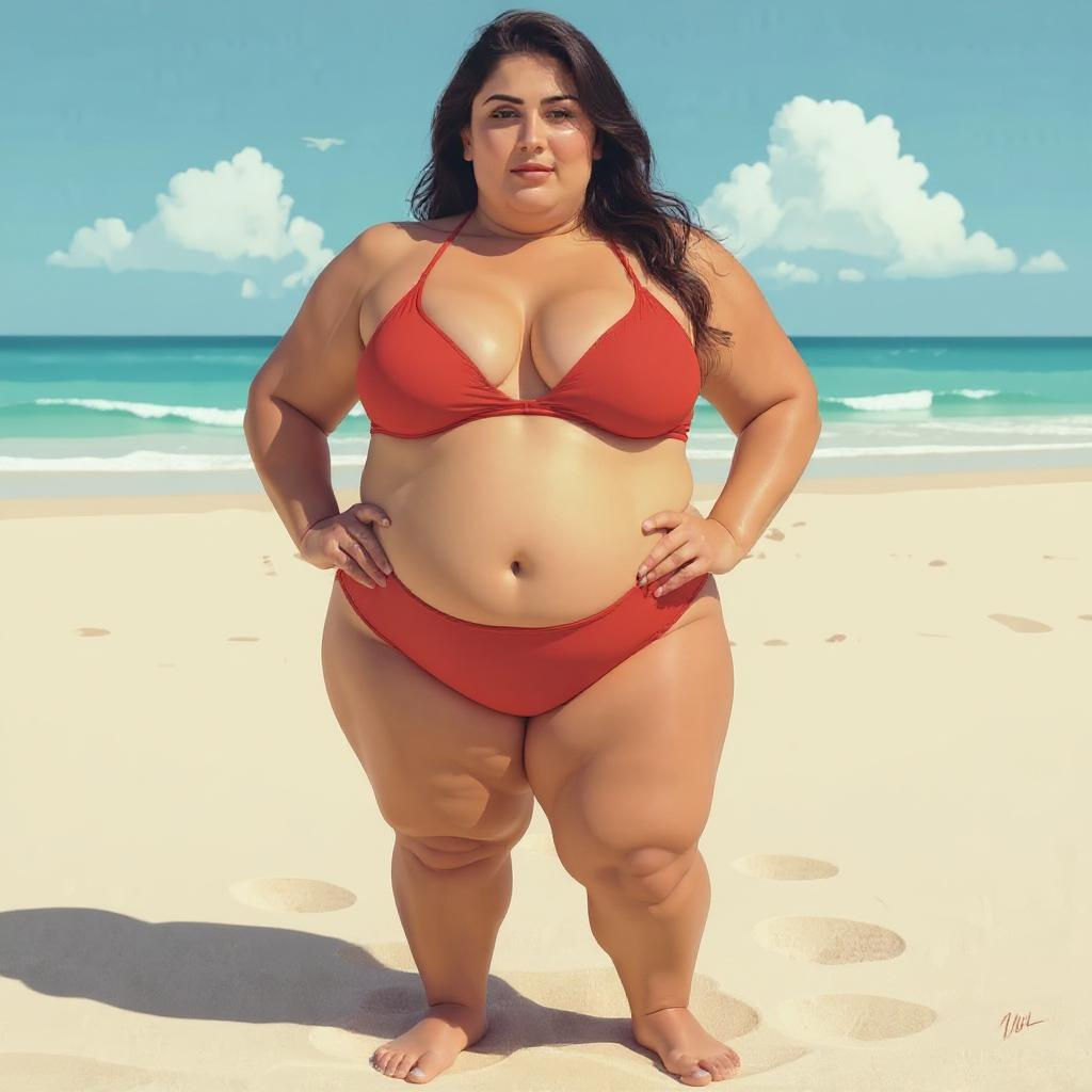 Kareena Kapoor Red Swimsuit Beach Portrait