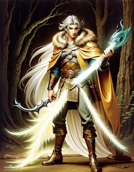 Epic Fantasy Elf on a Ferret-Like Creature, Dark Fantasy Art