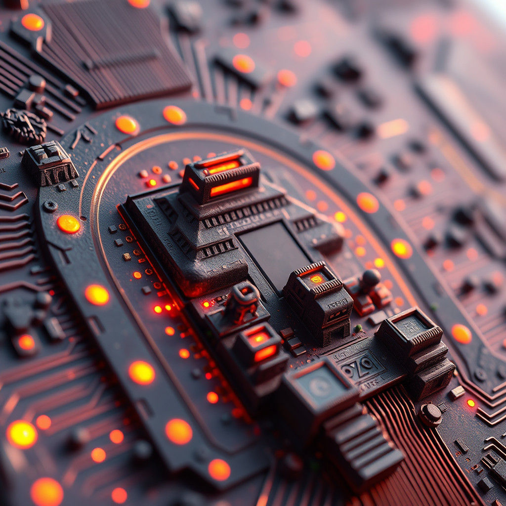 Aztec City Computer Chip Matte Painting