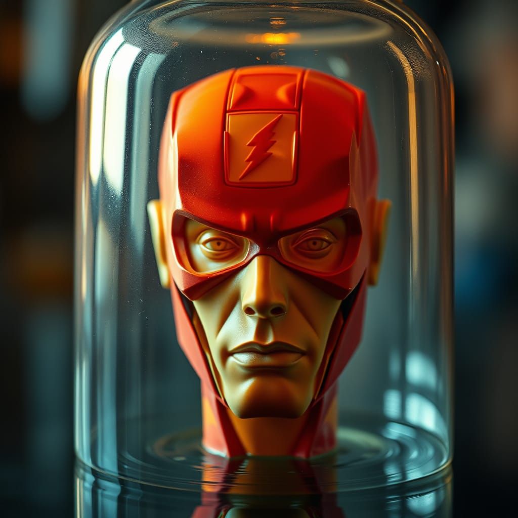 The Flash Head Sculpture in a Bottle