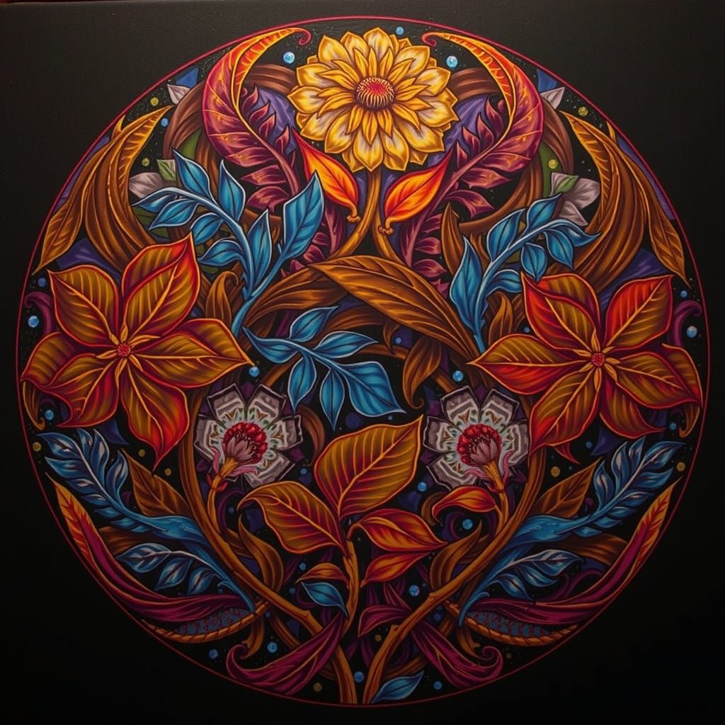 Abstract Botanical Art: Crystalline Leaves Refracting Light