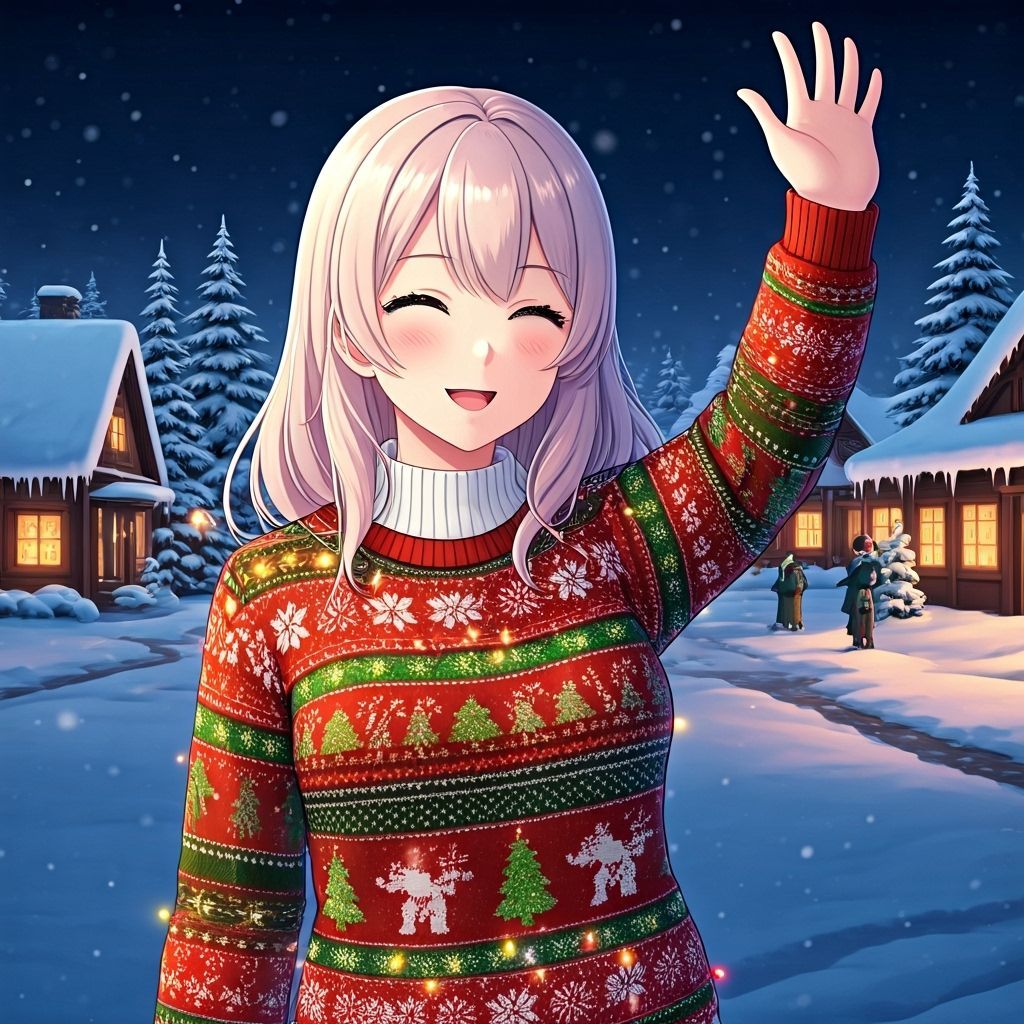 Woman Made of Snow in Festive LED Christmas Sweater