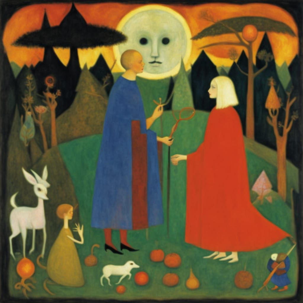 Mysterious Witches in the Style of Klee and Somov