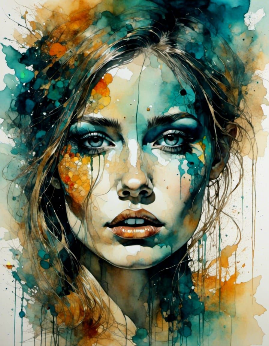 Abstract Neurographic Art with Ink Effects