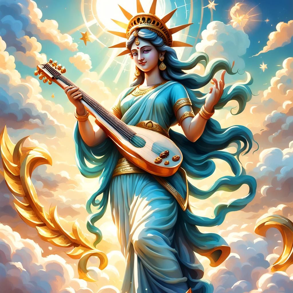 Saraswati as the Statue of Liberty in Divine Light