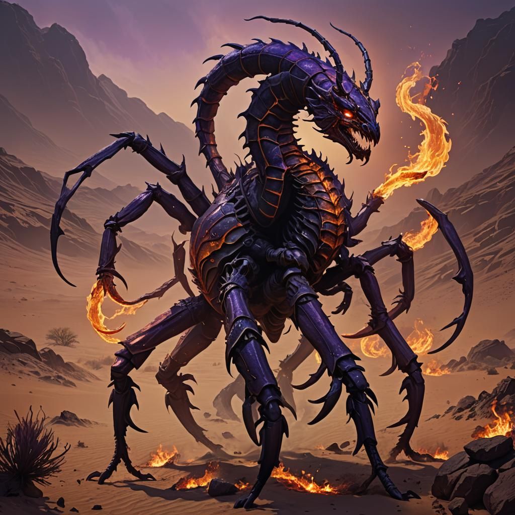 Colossal Fire Scorpion in Dark Fantasy Art