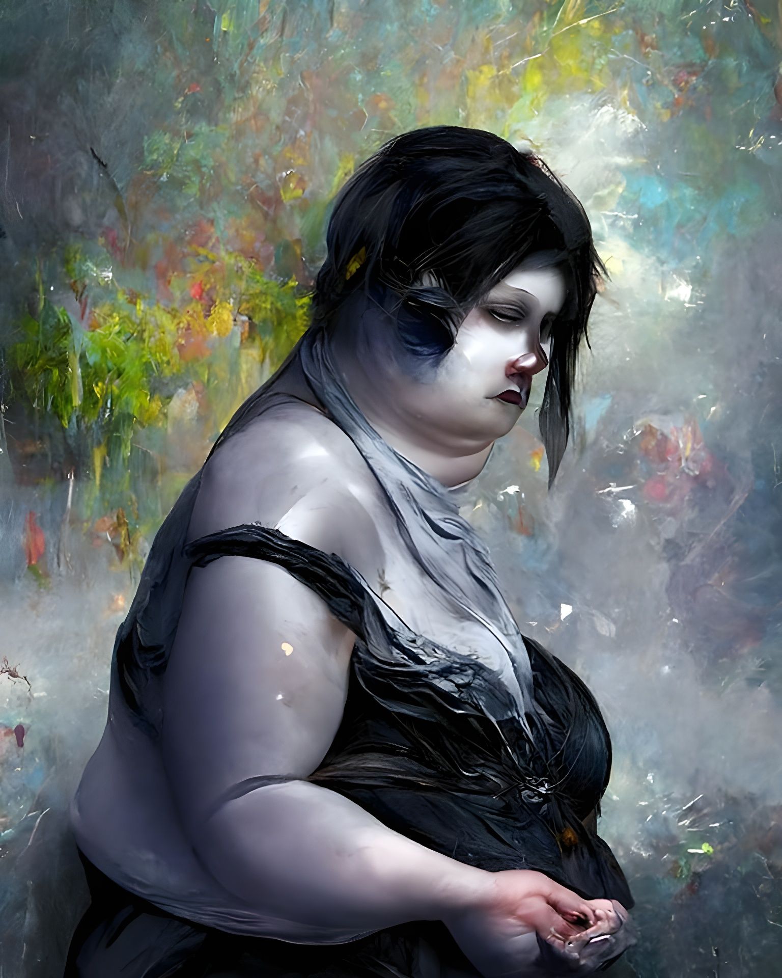 Sinister Grey Woman: An Ethereal Portrait
