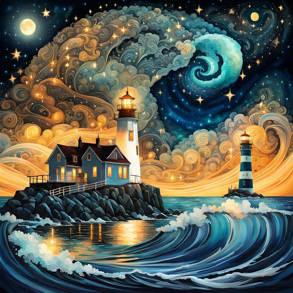 lighthouse illuminates