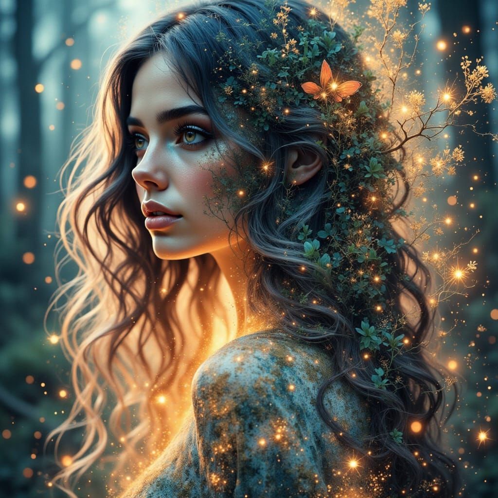 Ethereal Goddess in a Luminous Forest