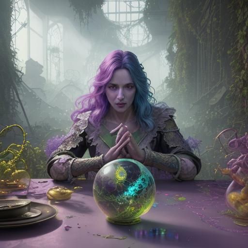 Overgrown City Wizard in Hyperrealistic Candy Art Style