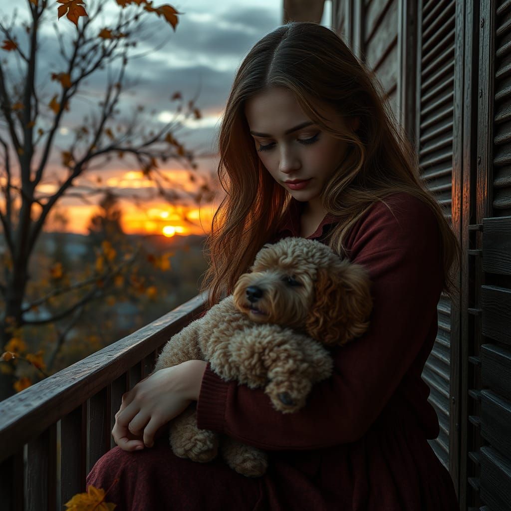 Grief in Kyiv: Woman Mourns Pet in Autumn Twilight
