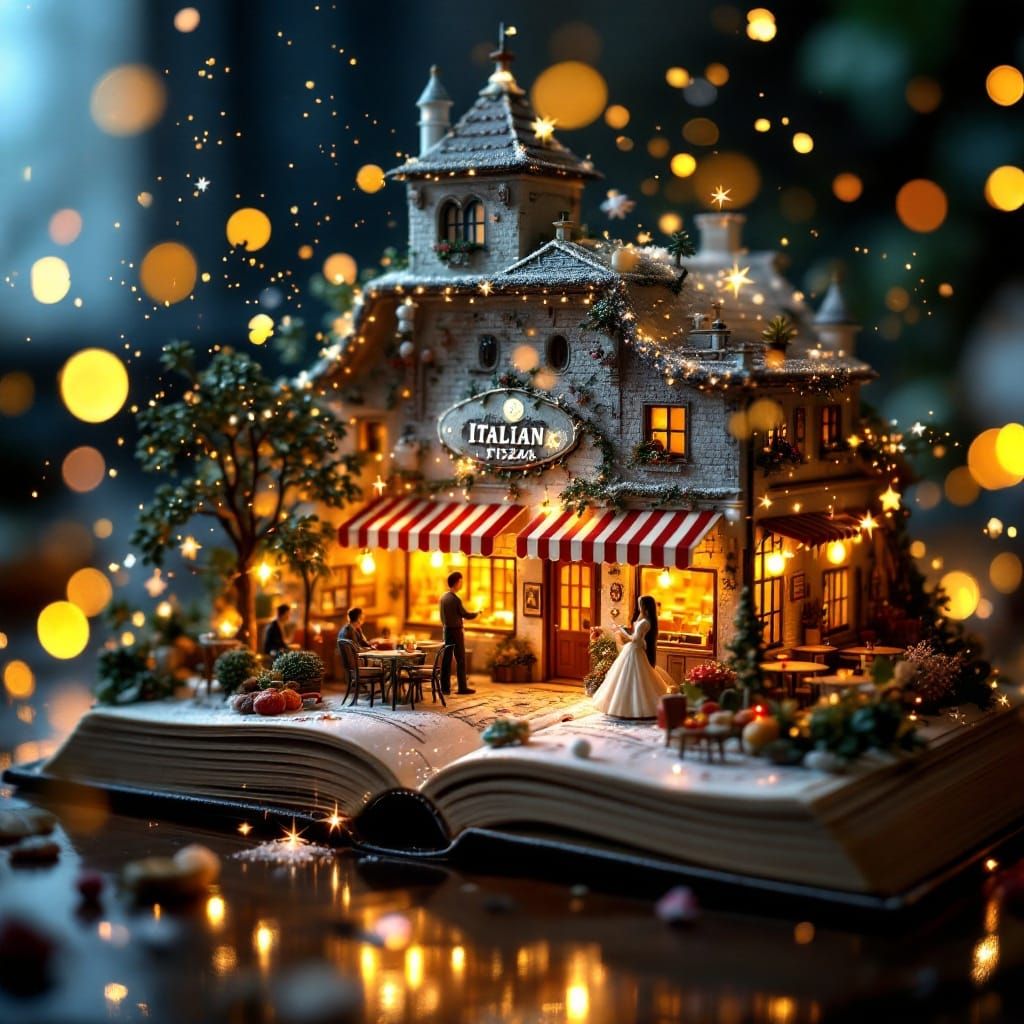 Miniature Italian Restaurant Fantasy: Light-Painted Dreamsca...