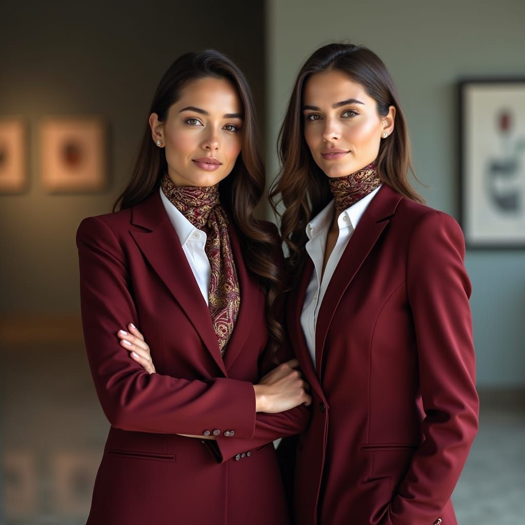 Elegant Businesswomen in Modern Art Gallery