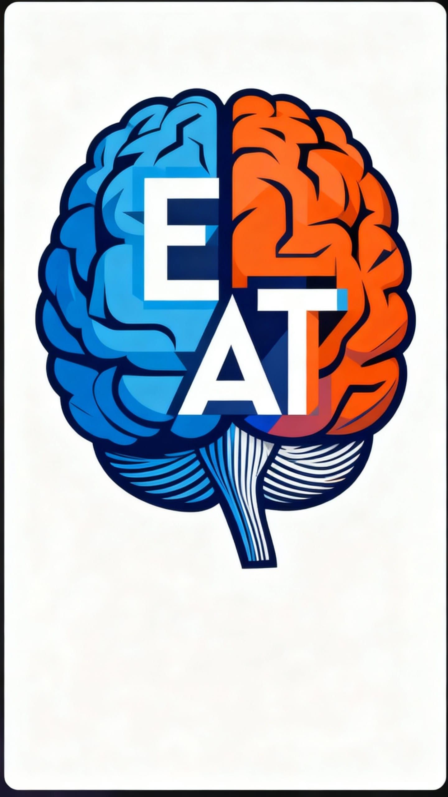 Vibrant Brain Illustration with Geometric EAT Text