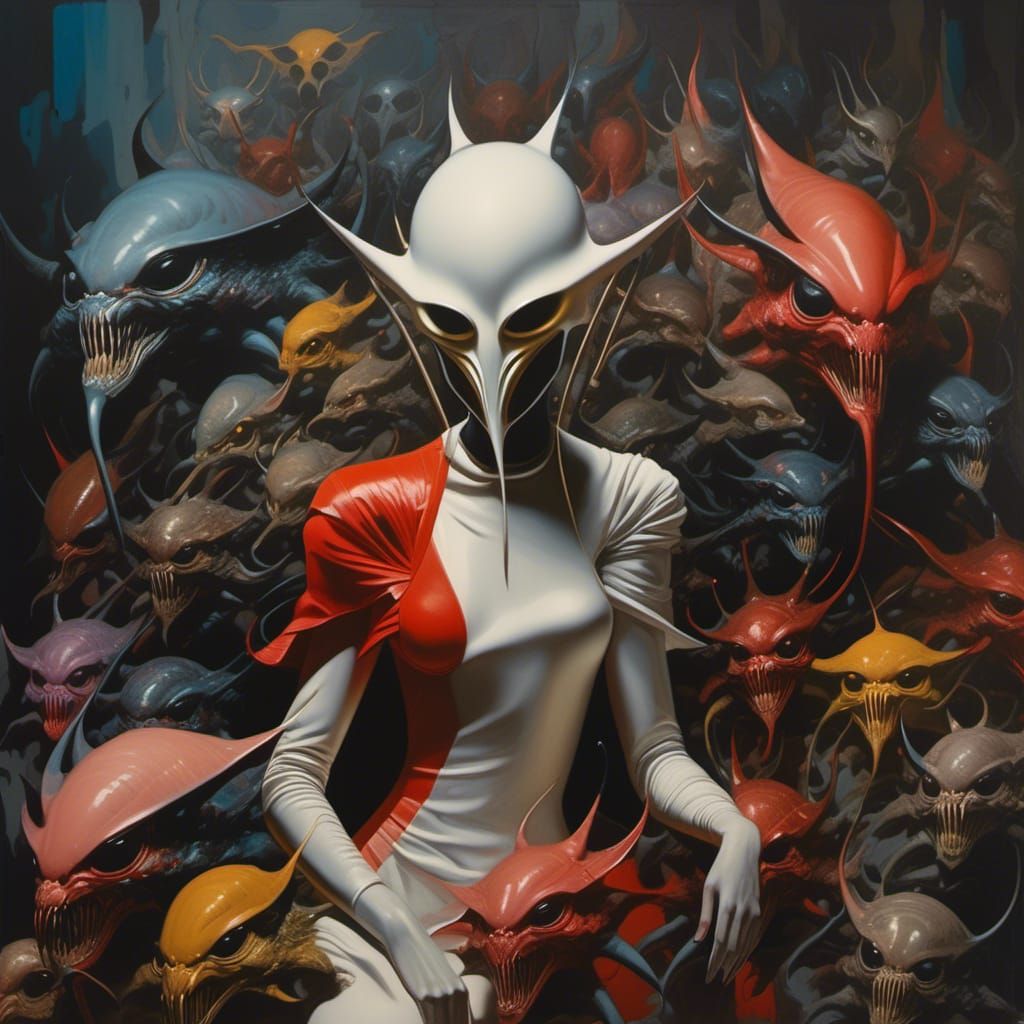 Abstract Alien Portrait in Bizarre Landscape