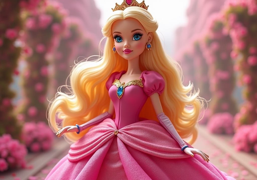 Princess Peach as Barbie Doll in Digital Art
