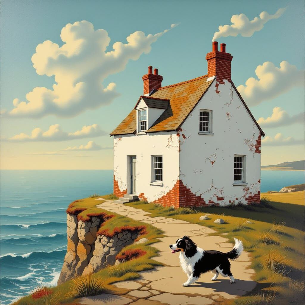 Surreal Cottage Overlooking Ocean in Dali Style