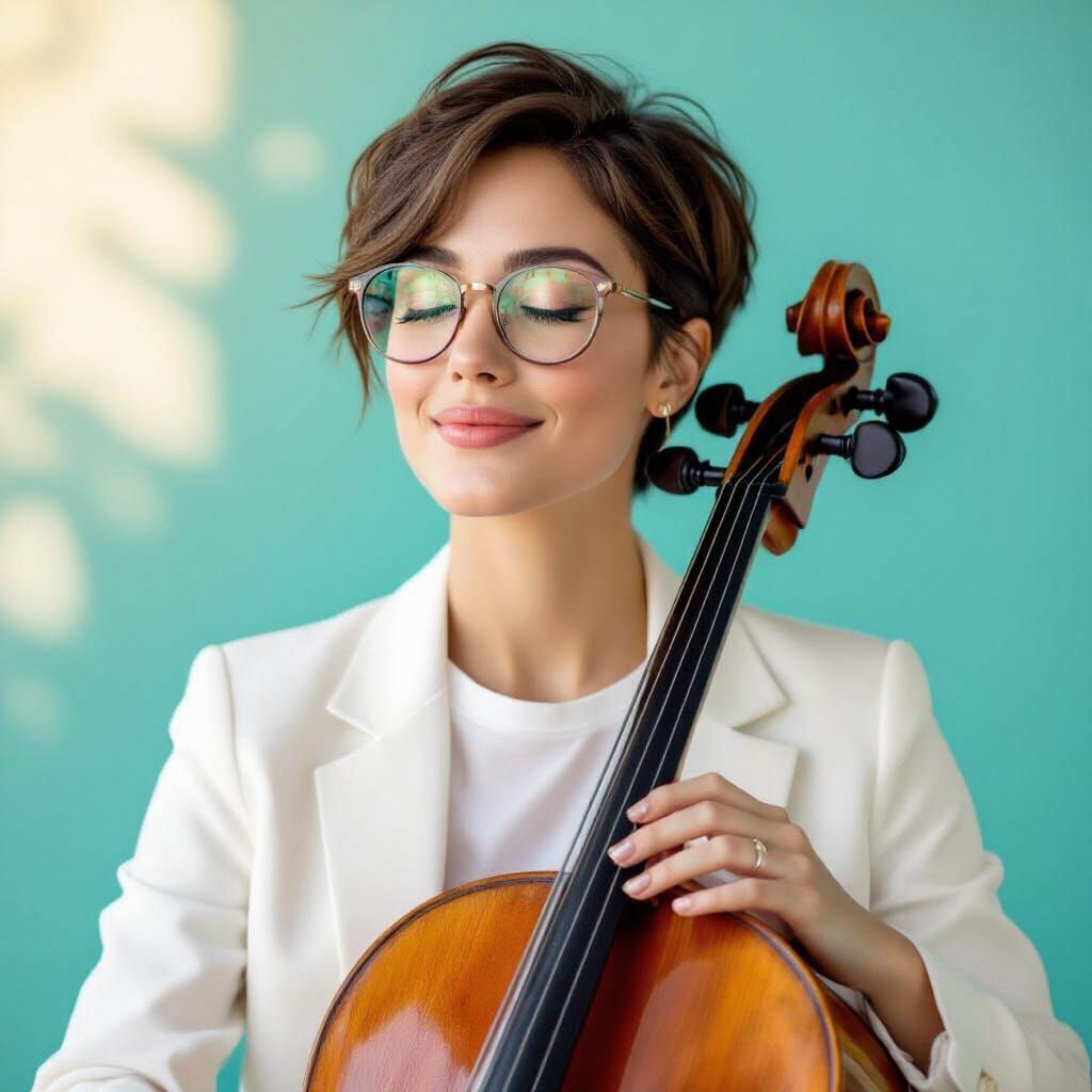 Young Woman Playing Cello in Lifestyle Photography Style