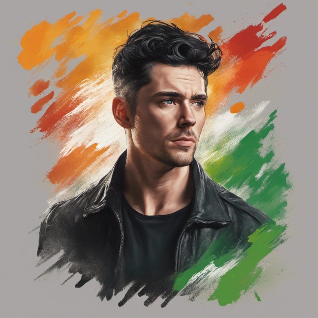Detailed Portrait of Irish Man in Splash Art Style