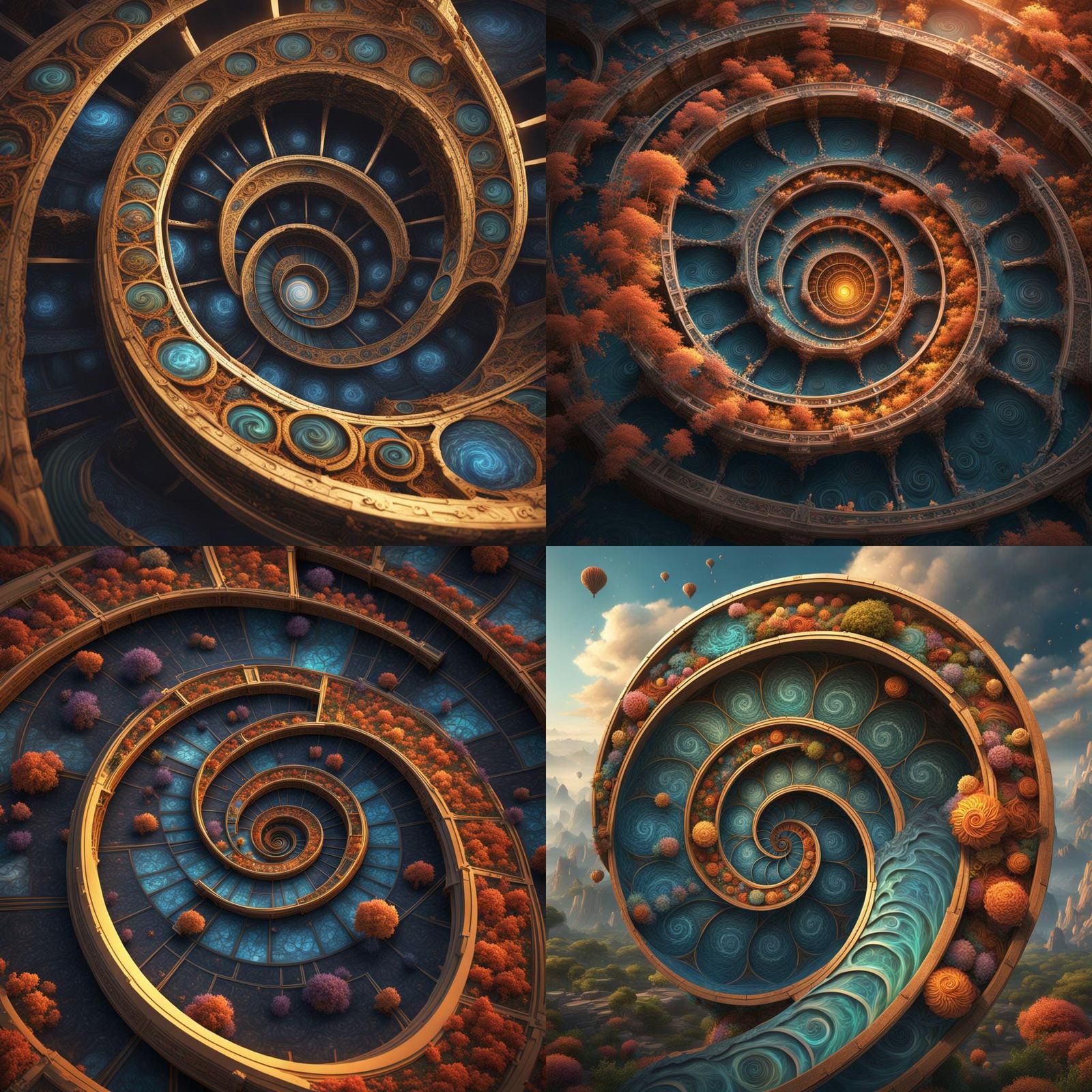 Fibonacci Spiral of Life: Detailed Matte Painting