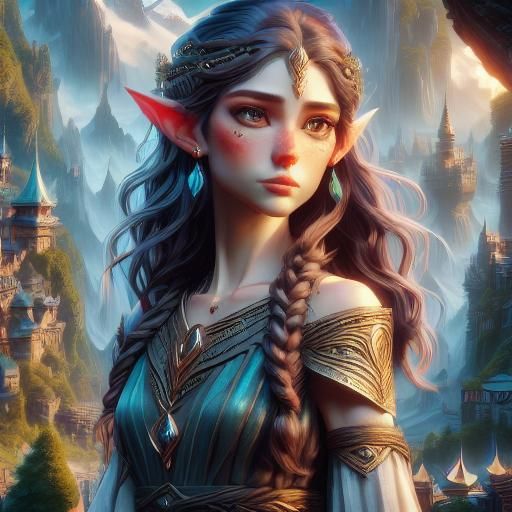 Elfic Deity Portrait in Detailed Fantasy Style